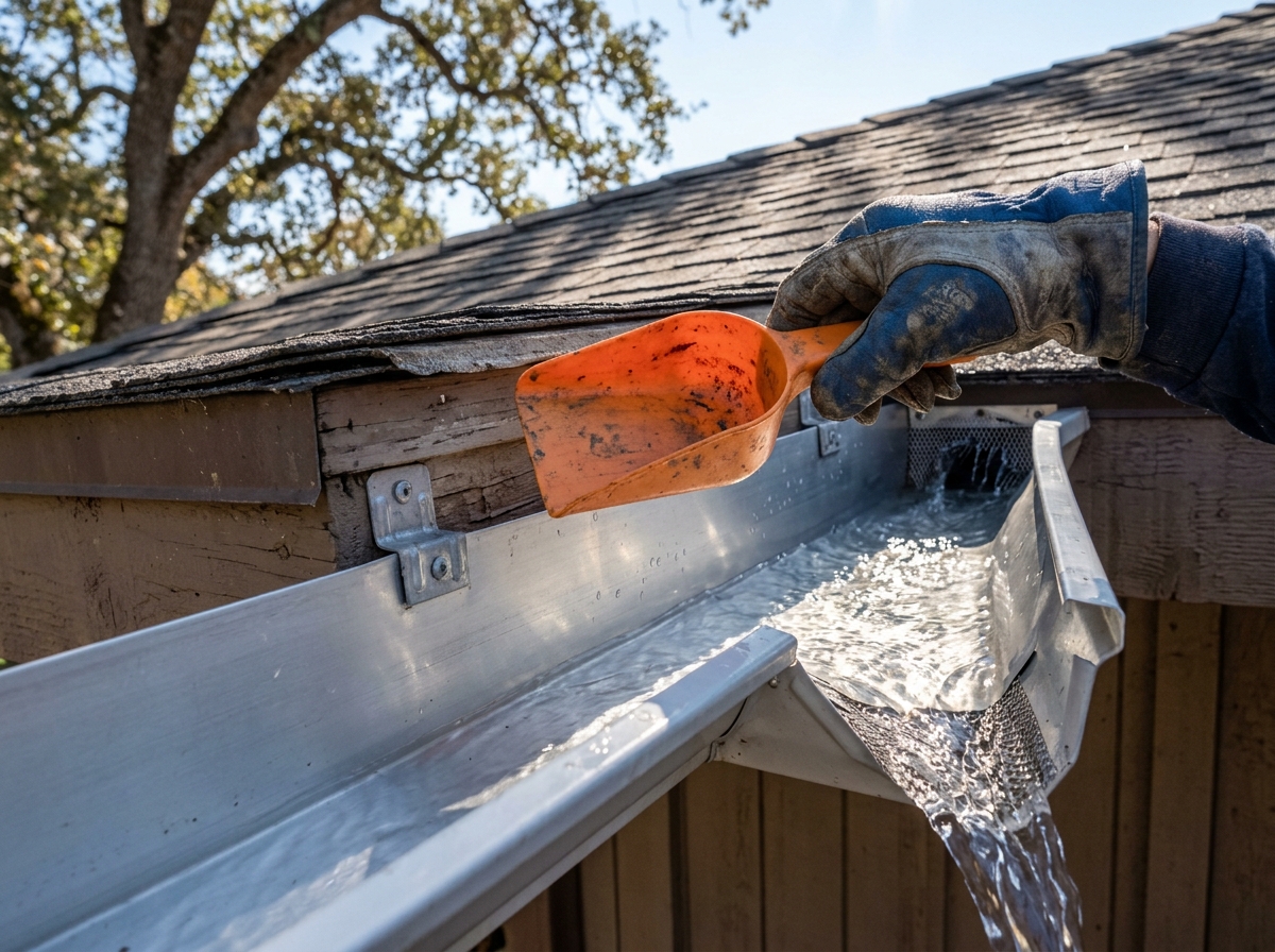 Step 2: Downspout Cleanout & Free-Flow Verification